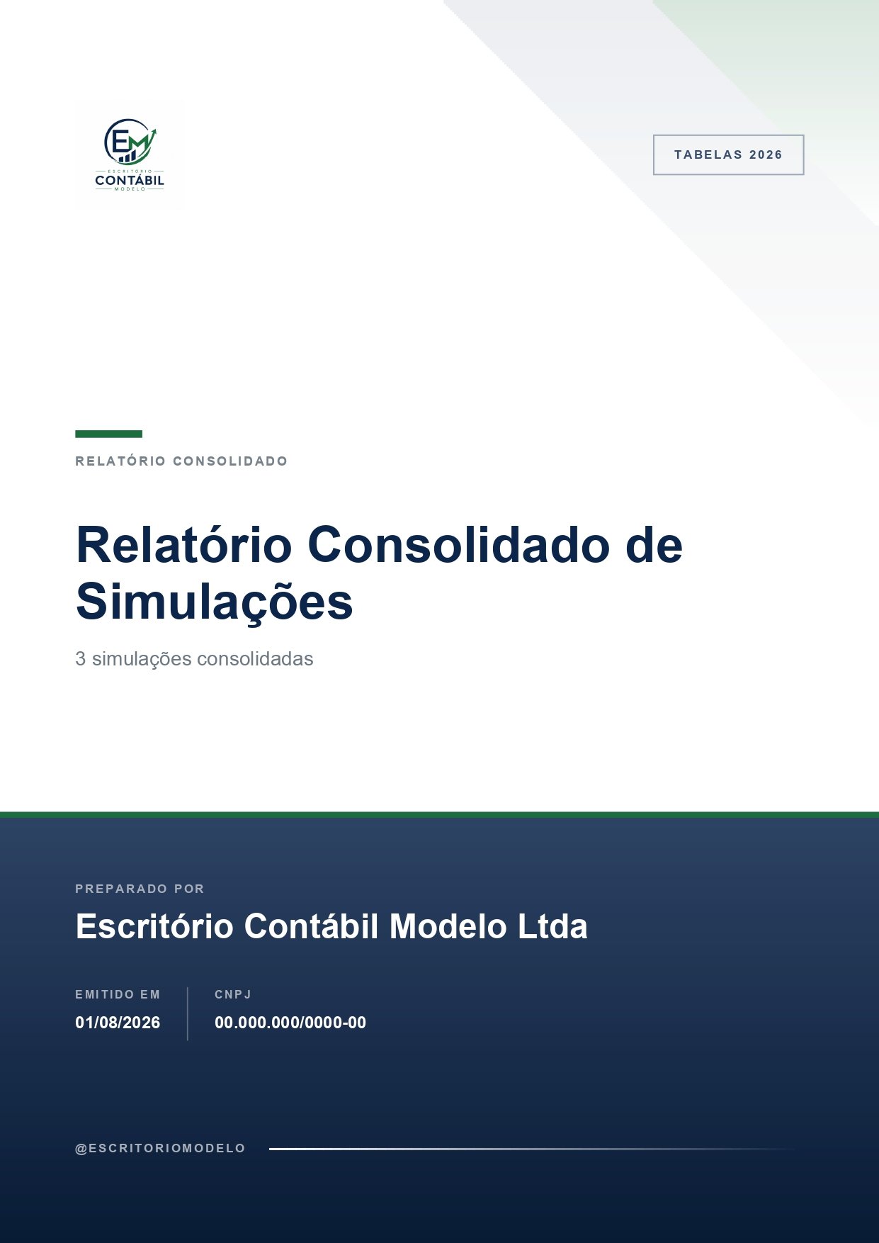 Página 1 do relatório de amostra: Capa